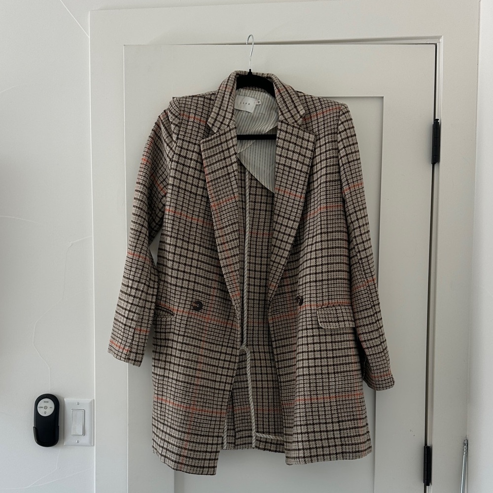 Lush Checkered Blazer in Brown and Pink